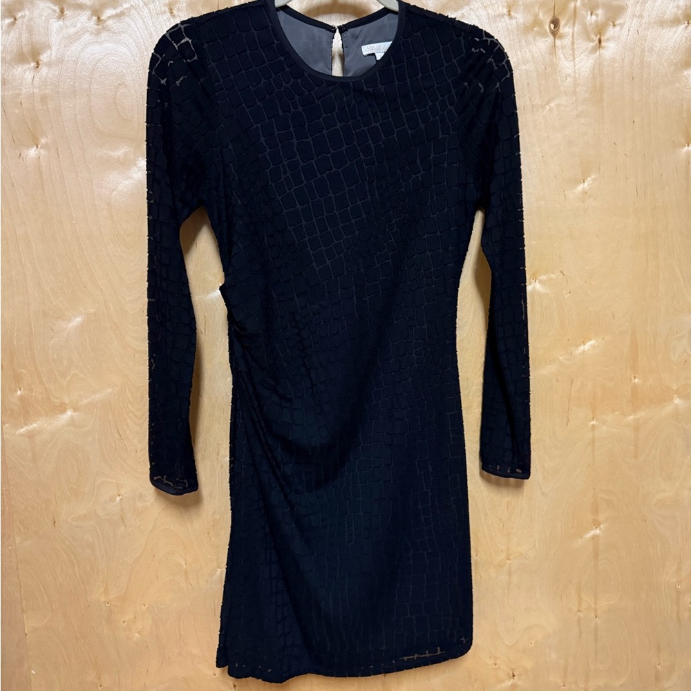 Shoshanna Textured Black Long Sleeve Dress